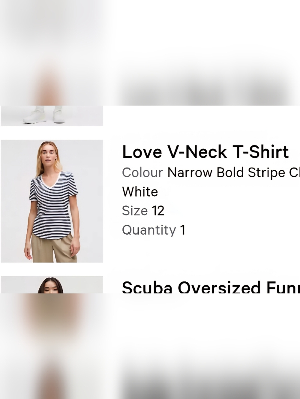 Lululemon Womens Striped V-Neck Women’s Top - Navy and White